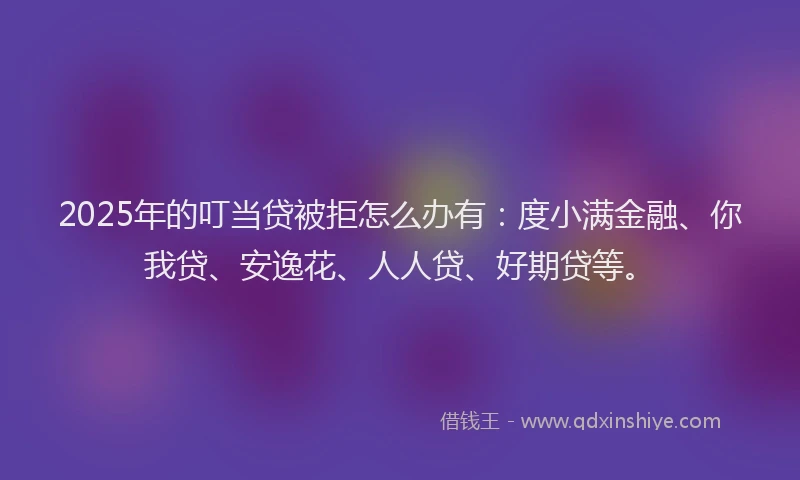2025年的叮当贷被拒怎么办有：度小满金融、你我贷、安逸花、人人贷、好期贷等。