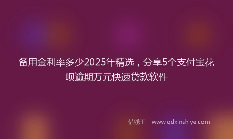 备用金利率多少2025年精选，分享5个支付宝花呗逾期万元快速贷款软件