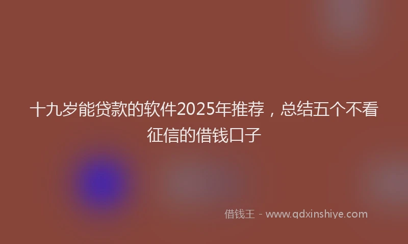十九岁能贷款的软件2025年推荐，总结五个不看征信的借钱口子