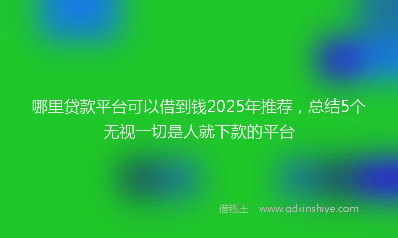 哪里贷款平台可以借到钱2025年推荐，总结5个无视一切是人就下款的平台