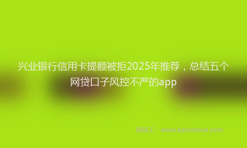 兴业银行信用卡提额被拒2025年推荐，总结五个网贷口子风控不严的app