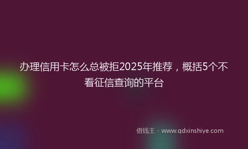办理信用卡怎么总被拒2025年推荐，概括5个不看征信查询的平台