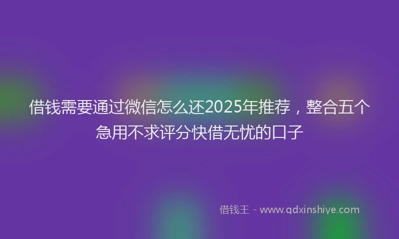 借钱需要通过微信怎么还2025年推荐，整合五个急用不求评分快借无忧的口子