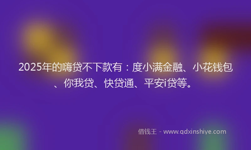 2025年的嗨贷不下款有:度小满金融、小花钱包、你我贷、快贷通、平安i贷等。