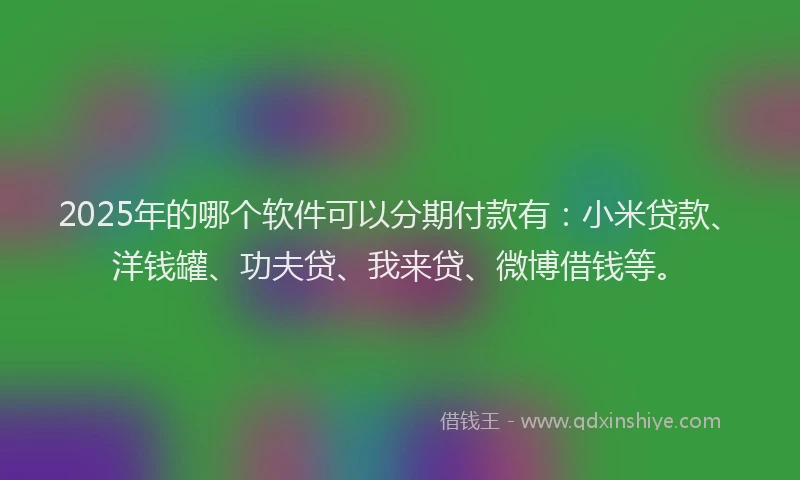 2025年的哪个软件可以分期付款有：小米贷款、洋钱罐、功夫贷、我来贷、微博借钱等。