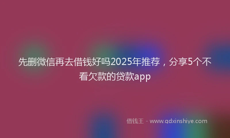 先删微信再去借钱好吗2025年推荐，分享5个不看欠款的贷款app