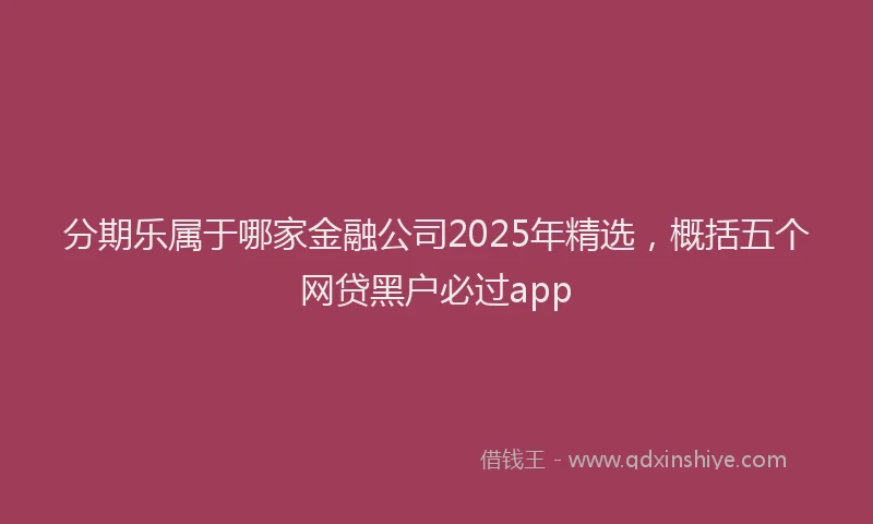 分期乐属于哪家金融公司2025年精选，概括五个网贷黑户必过app