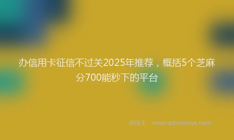 办信用卡征信不过关2025年推荐，概括5个芝麻分700能秒下的平台