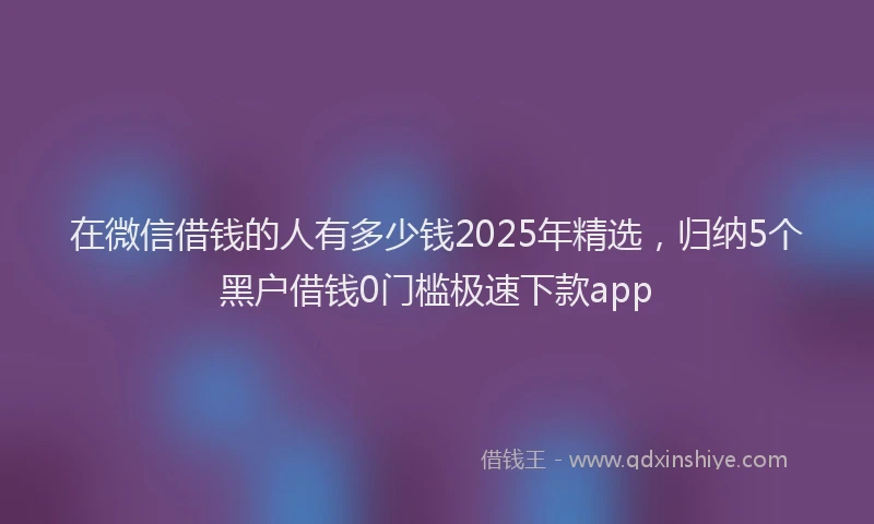 在微信借钱的人有多少钱2025年精选，归纳5个黑户借钱0门槛极速下款app