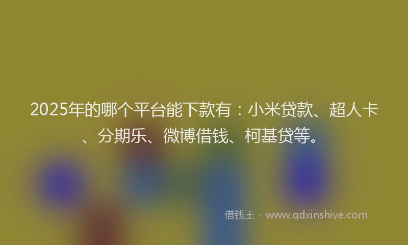 2025年的哪个平台能下款有：小米贷款、超人卡、分期乐、微博借钱、柯基贷等。