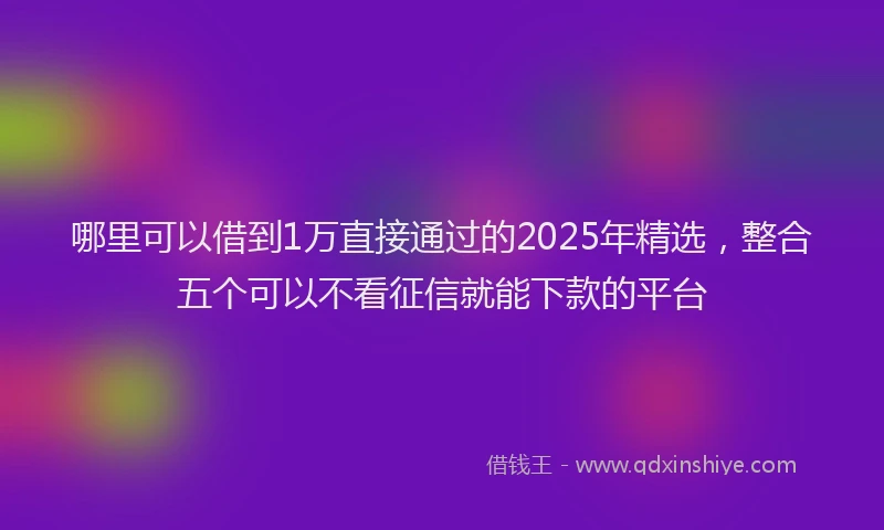 哪里可以借到1万直接通过的2025年精选，整合五个可以不看征信就能下款的平台