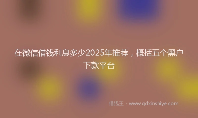 在微信借钱利息多少2025年推荐，概括五个黑户下款平台