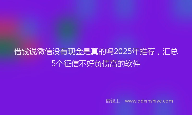 借钱说微信没有现金是真的吗2025年推荐，汇总5个征信不好负债高的软件