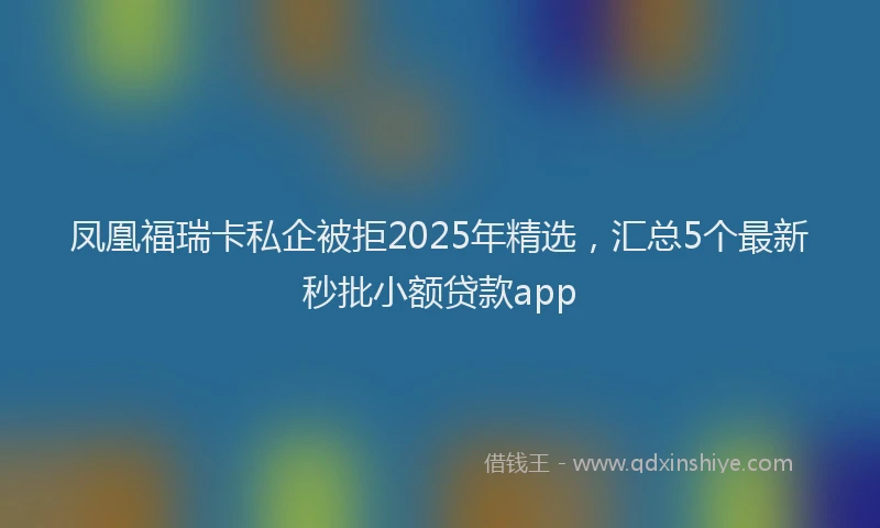 凤凰福瑞卡私企被拒2025年精选，汇总5个最新秒批小额贷款app