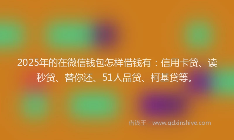 2025年的在微信钱包怎样借钱有：信用卡贷、读秒贷、替你还、51人品贷、柯基贷等。