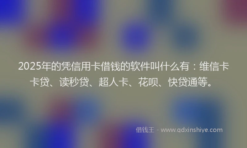 2025年的凭信用卡借钱的软件叫什么有：维信卡卡贷、读秒贷、超人卡、花呗、快贷通等。
