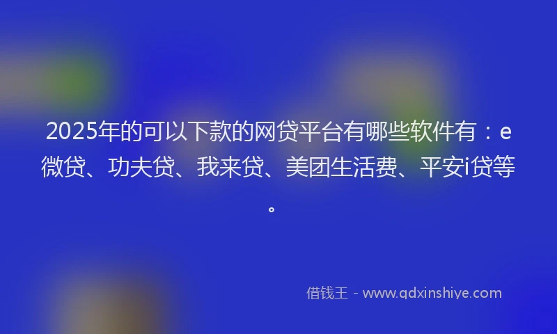 2025年的可以下款的网贷平台有哪些软件有：e微贷、功夫贷、我来贷、美团生活费、平安i贷等。