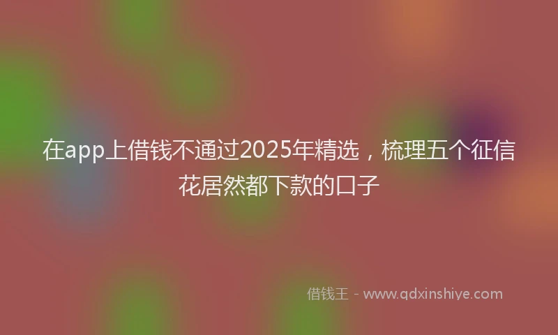 在app上借钱不通过2025年精选，梳理五个征信花居然都下款的口子