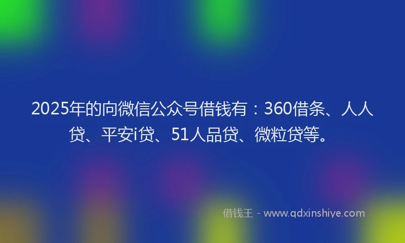 2025年的向微信公众号借钱有：360借条、人人贷、平安i贷、51人品贷、微粒贷等。