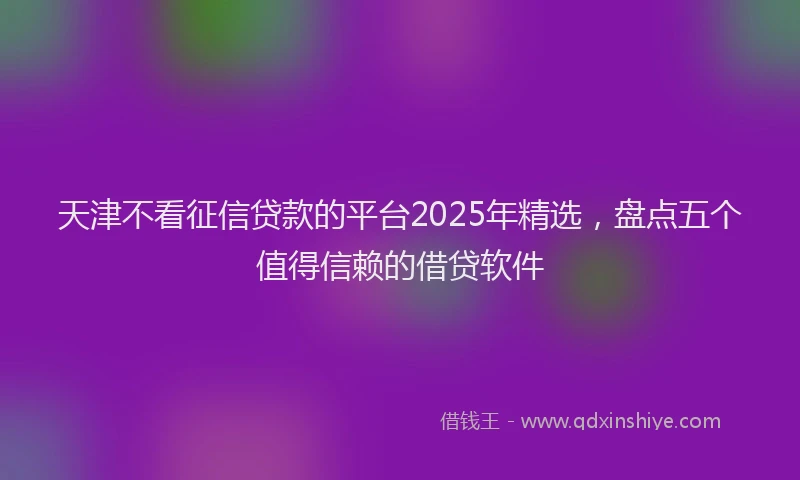 天津不看征信贷款的平台2025年精选，盘点五个值得信赖的借贷软件
