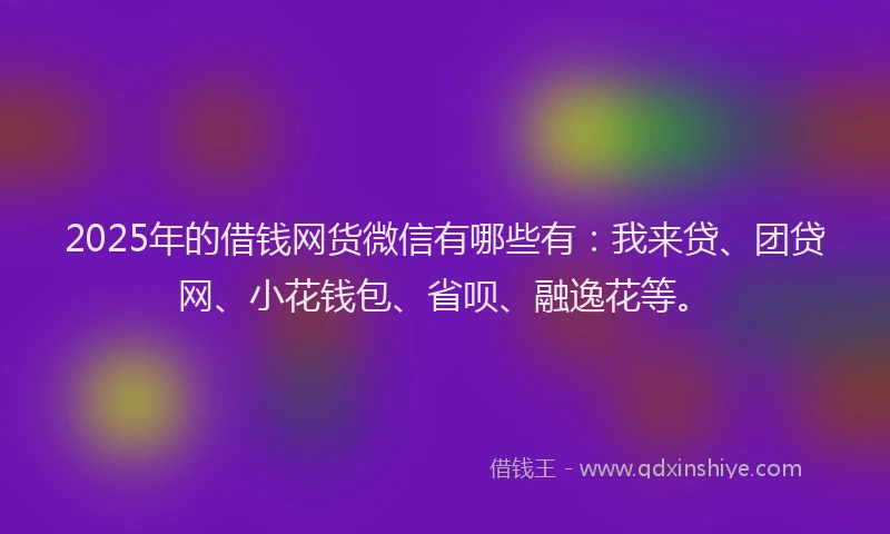 2025年的借钱网货微信有哪些有：我来贷、团贷网、小花钱包、省呗、融逸花等。