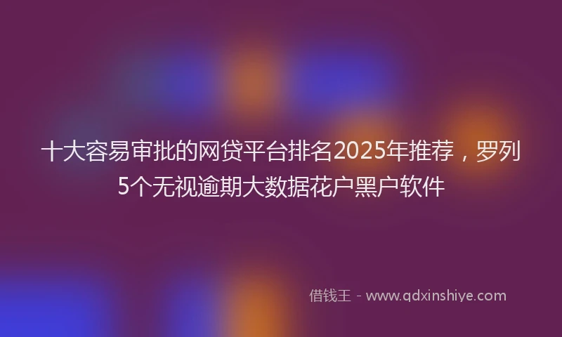 十大容易审批的网贷平台排名2025年推荐，罗列5个无视逾期大数据花户黑户软件