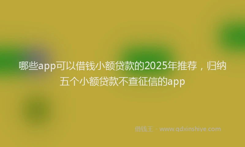 哪些app可以借钱小额贷款的2025年推荐，归纳五个小额贷款不查征信的app