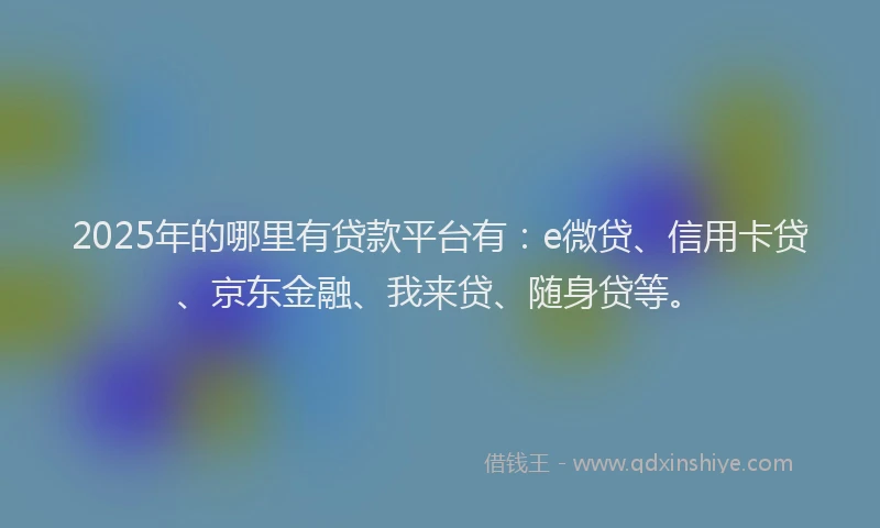 2025年的哪里有贷款平台有：e微贷、信用卡贷、京东金融、我来贷、随身贷等。