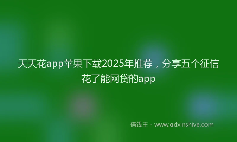 天天花app苹果下载2025年推荐，分享五个征信花了能网贷的app