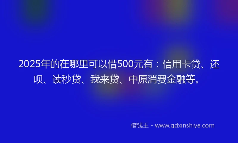 2025年的在哪里可以借500元有：信用卡贷、还呗、读秒贷、我来贷、中原消费金融等。