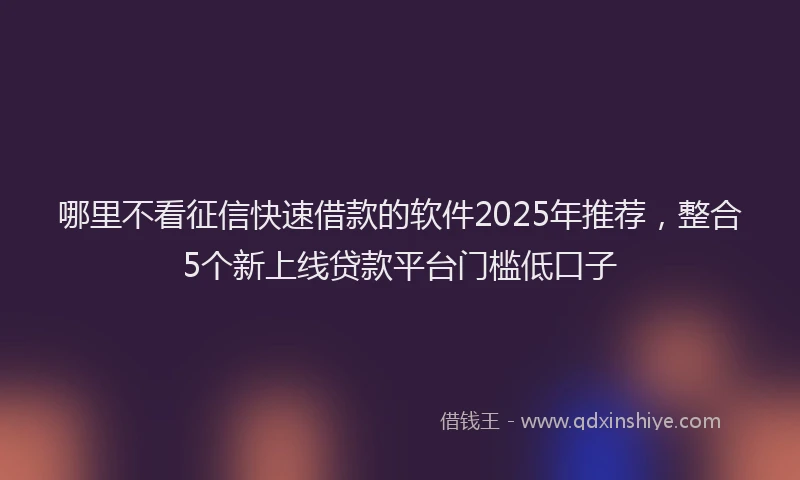 哪里不看征信快速借款的软件2025年推荐，整合5个新上线贷款平台门槛低口子