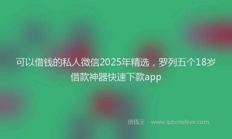 可以借钱的私人微信2025年精选，罗列五个18岁借款神器快速下款app
