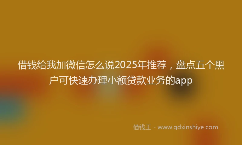 借钱给我加微信怎么说2025年推荐，盘点五个黑户可快速办理小额贷款业务的app