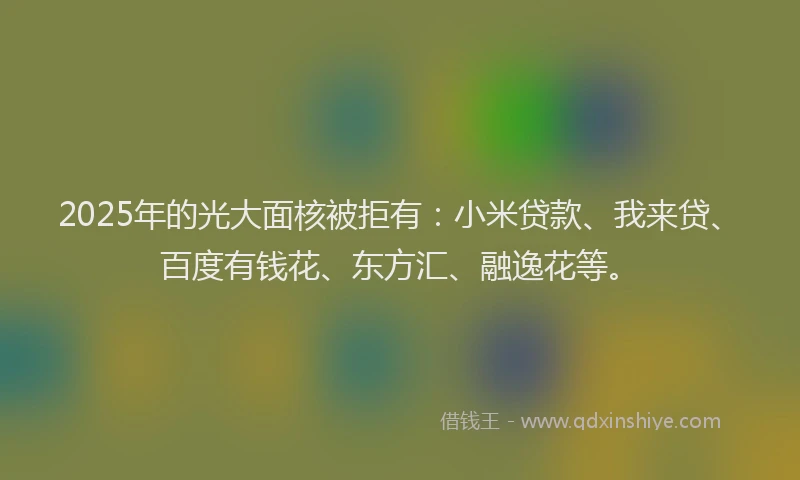 2025年的光大面核被拒有：小米贷款、我来贷、百度有钱花、东方汇、融逸花等。