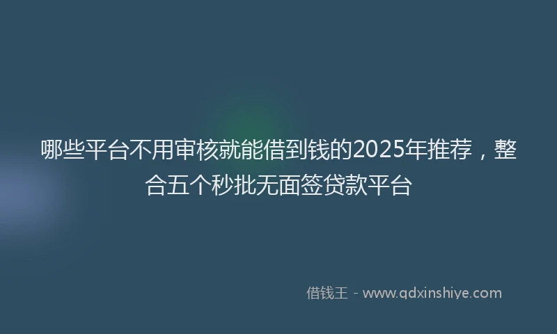 哪些平台不用审核就能借到钱的2025年推荐，整合五个秒批无面签贷款平台