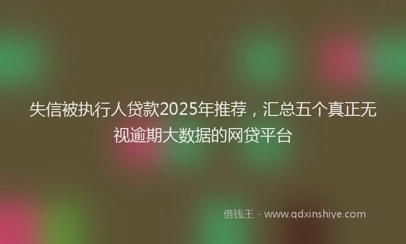 失信被执行人贷款2025年推荐，汇总五个真正无视逾期大数据的网贷平台