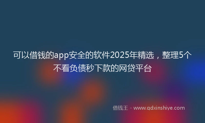可以借钱的app安全的软件2025年精选，整理5个不看负债秒下款的网贷平台