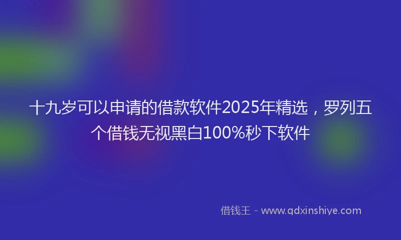 十九岁可以申请的借款软件2025年精选，罗列五个借钱无视黑白100%秒下软件