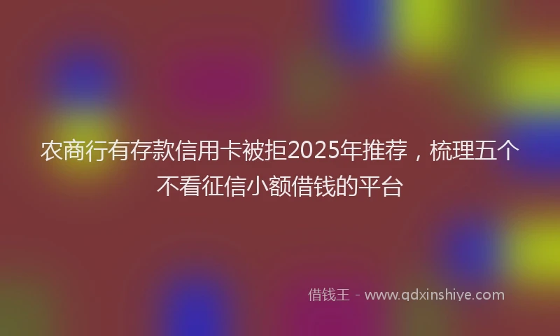 农商行有存款信用卡被拒2025年推荐，梳理五个不看征信小额借钱的平台