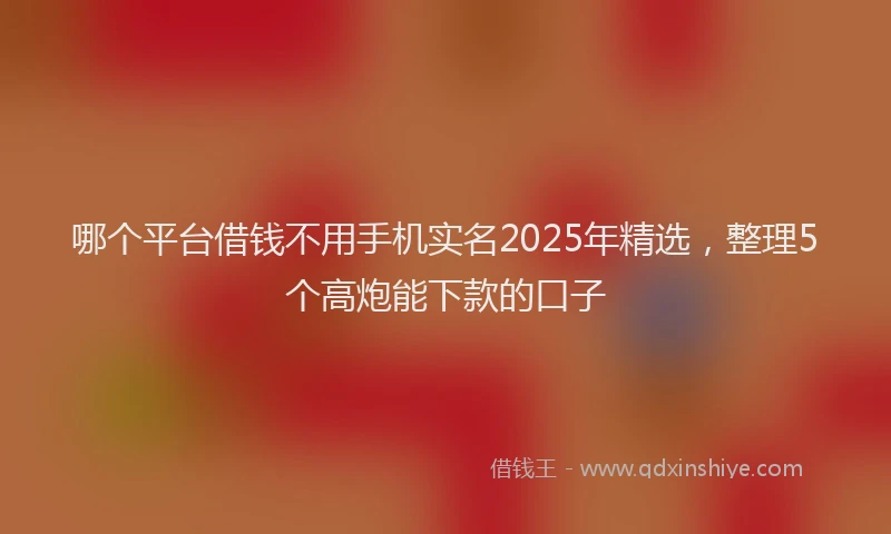 哪个平台借钱不用手机实名2025年精选，整理5个高炮能下款的口子