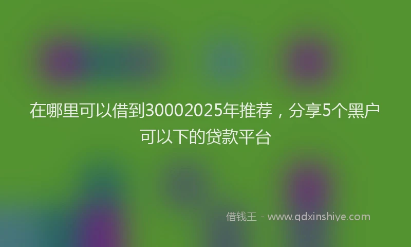 在哪里可以借到30002025年推荐，分享5个黑户可以下的贷款平台