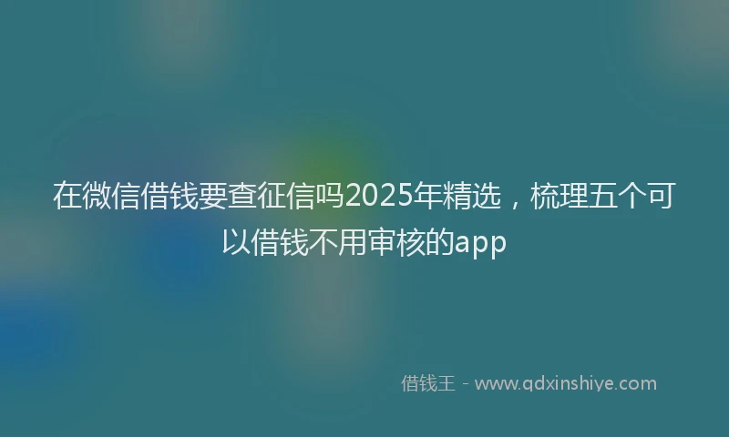 在微信借钱要查征信吗2025年精选，梳理五个可以借钱不用审核的app