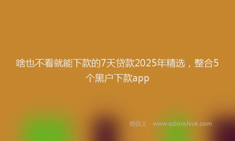 啥也不看就能下款的7天贷款2025年精选，整合5个黑户下款app