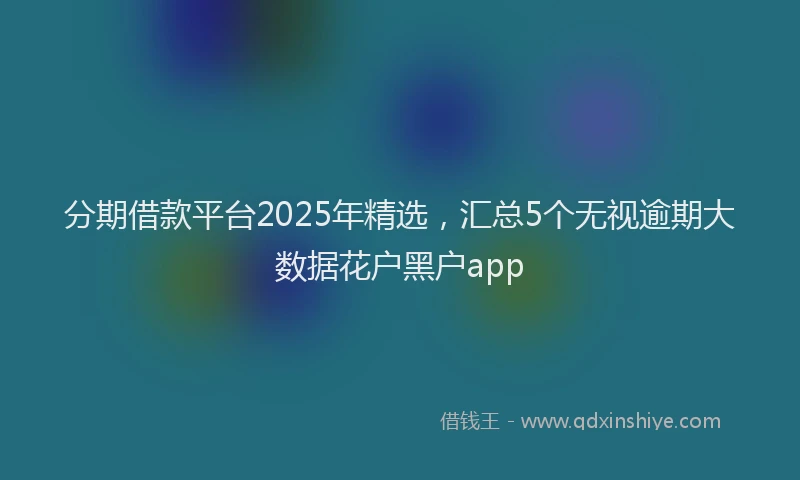 分期借款平台2025年精选，汇总5个无视逾期大数据花户黑户app
