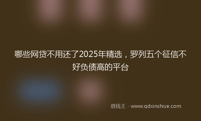 哪些网贷不用还了2025年精选，罗列五个征信不好负债高的平台