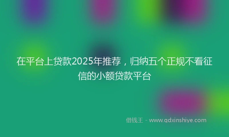 在平台上贷款2025年推荐，归纳五个正规不看征信的小额贷款平台