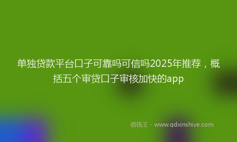 单独贷款平台口子可靠吗可信吗2025年推荐，概括五个审贷口子审核加快的app