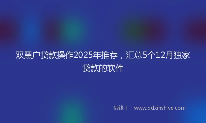 双黑户贷款操作2025年推荐，汇总5个12月独家贷款的软件