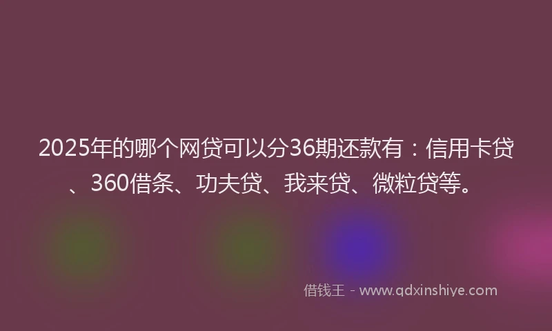 2025年的哪个网贷可以分36期还款有：信用卡贷、360借条、功夫贷、我来贷、微粒贷等。