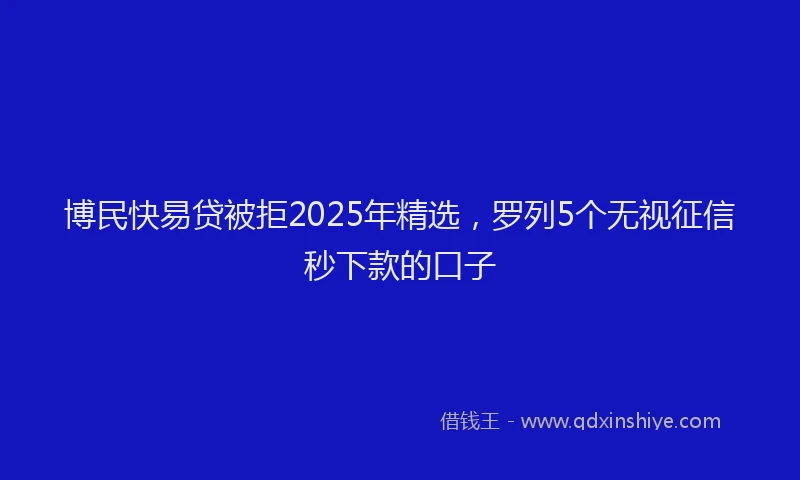 博民快易贷被拒2025年精选，罗列5个无视征信秒下款的口子